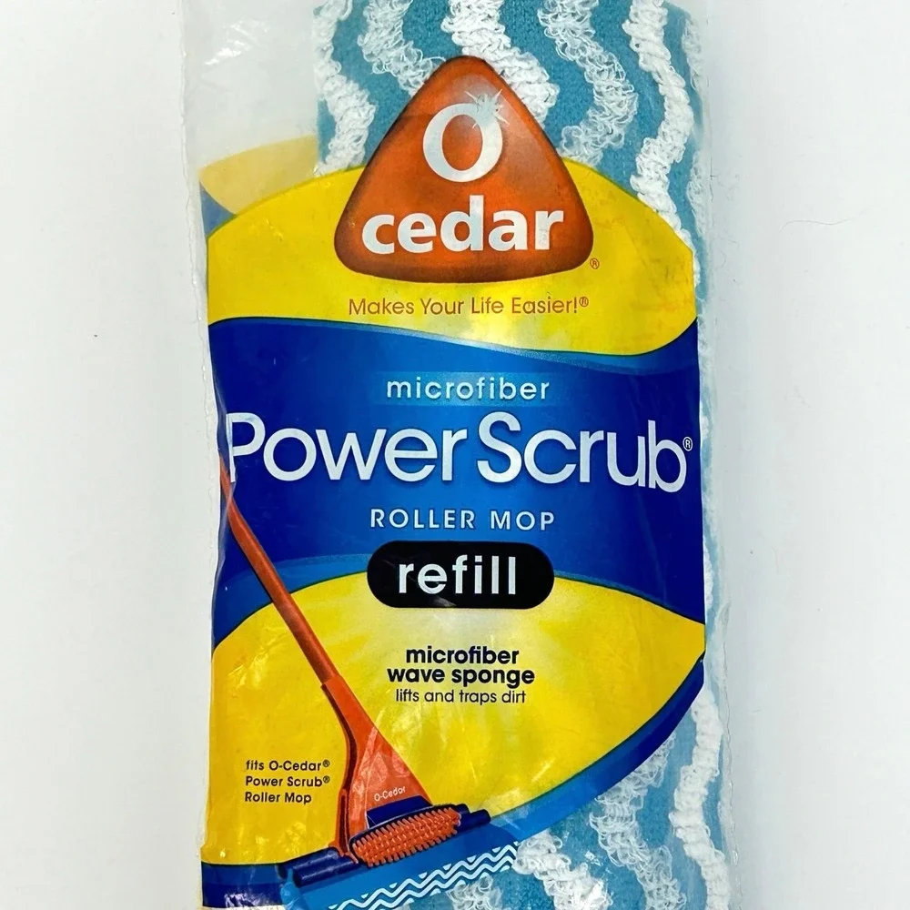 O-Cedar Power Scrub Roller Mop Refill Microfiber Wave Sponge‎ NEW SEALED