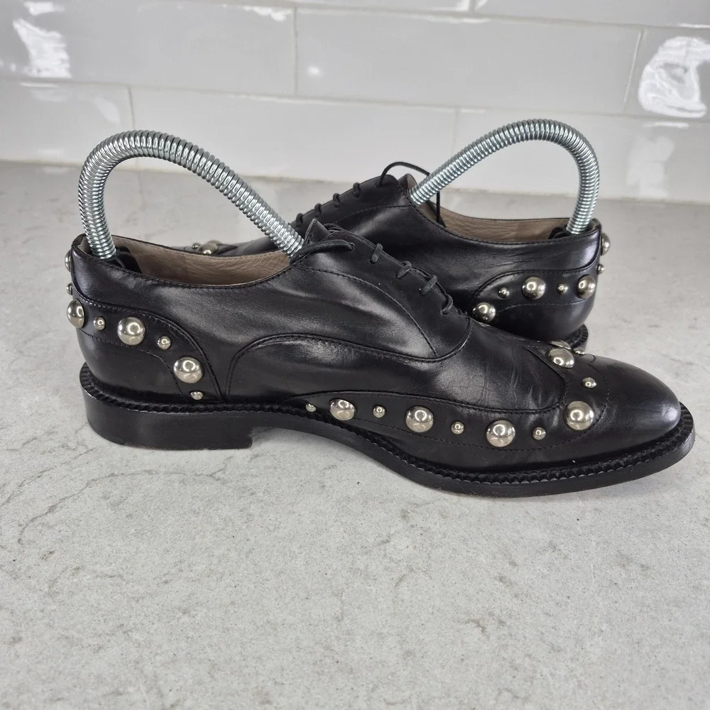 MARC JACOBS Womens Black Studded Oxfords Shoes‎ 37