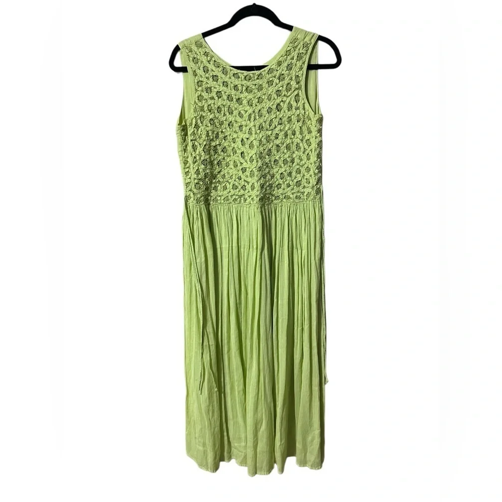 Coldwater Creek Women’s Pastel Green Lace Bodice Midi Dress Flowy Petite Medium