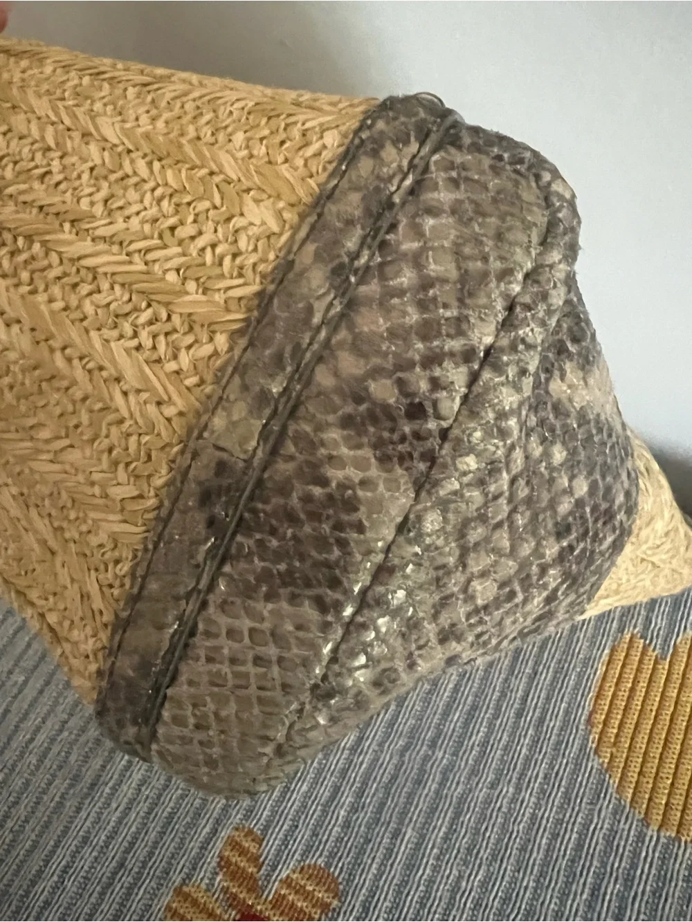 Coach 2013 Alexandra Straw Tote with Exotic Python Leather Trim