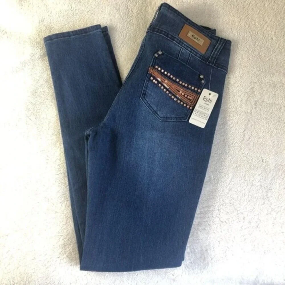Ephi Jeans Women's Jeans Butt Lifter Technology Embellished Jeans High Waist 31