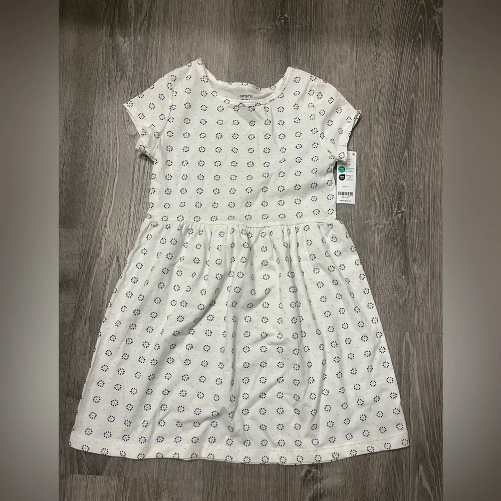 Girl's Carter's Short Sleeve White Dress- Size 7-‎ NWT