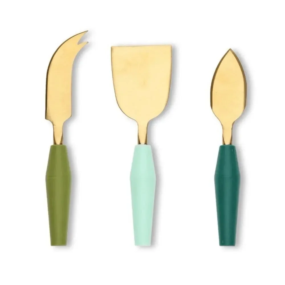 Bullseye’s Playground (3) Cheese Knives Knife Set Green Gold