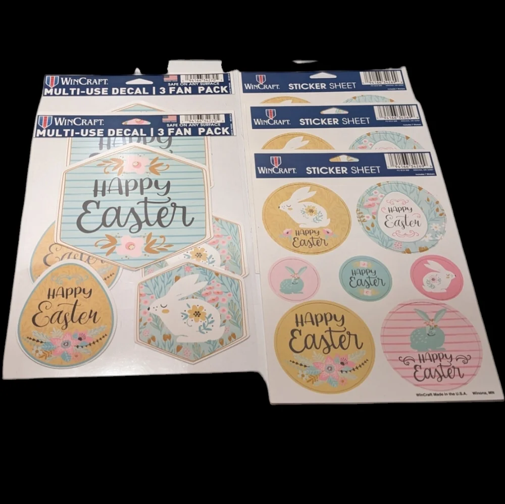 Wincraft Pastel Happy Easter Decal & Sticker Sheet Set NWT