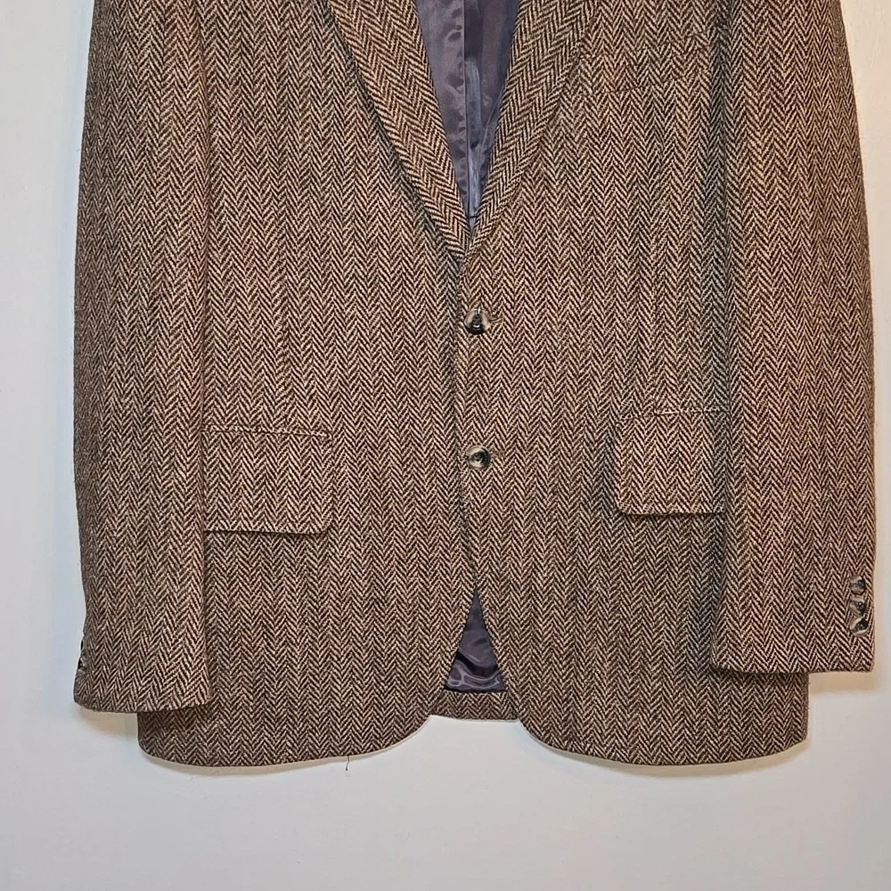 Harris Tweed Irish Brown Herringbone Jacket Blazer NWOT