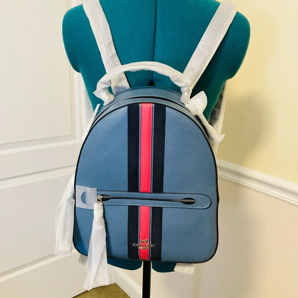 NWT COACH JORDYN BACKPACK WITH VARSITY STRIPE