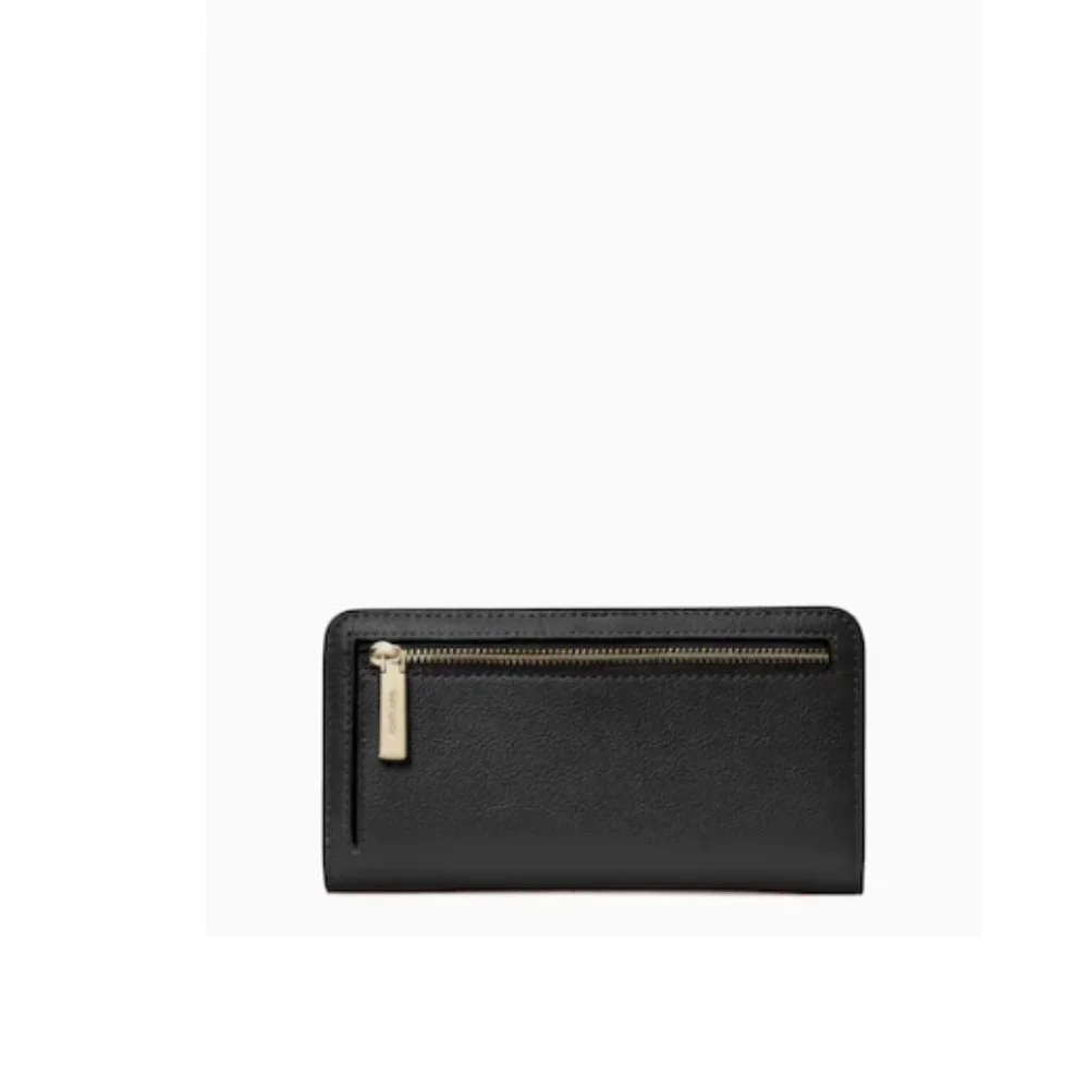 NWT KATE SPADE BLACK BAILEY LARGE SLIM BIFOLD WALLET