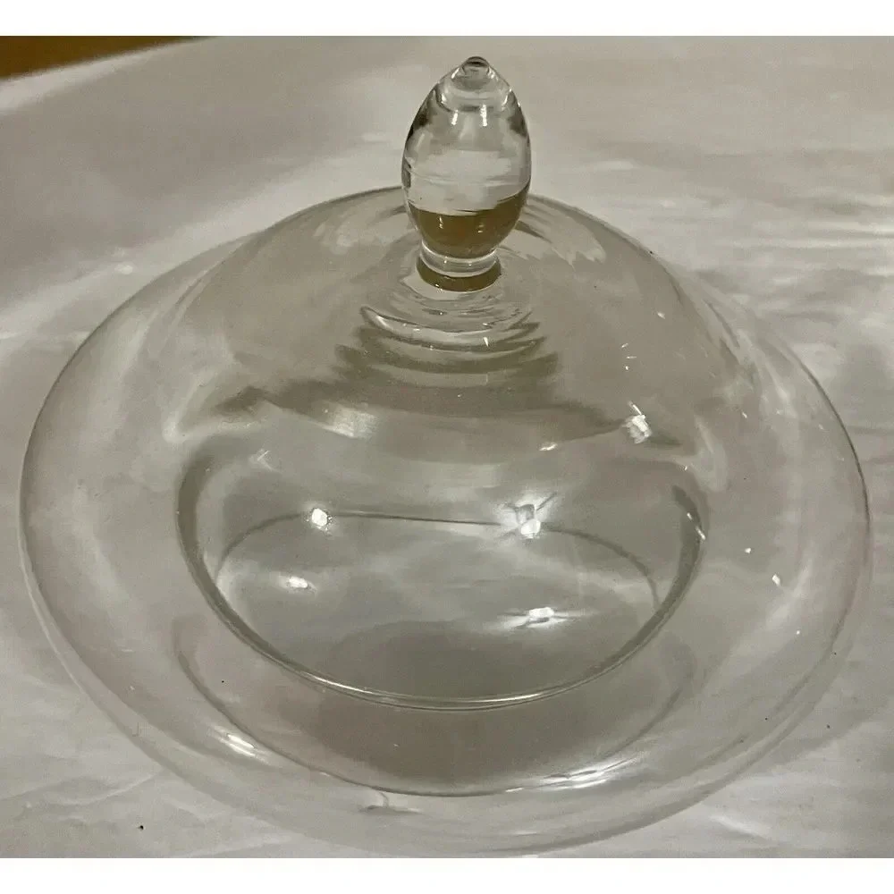 Clear Etched Glass Cookie Candy Jar Storage W/Lid 12 In H‎ x 7 In W 4.5 In Base