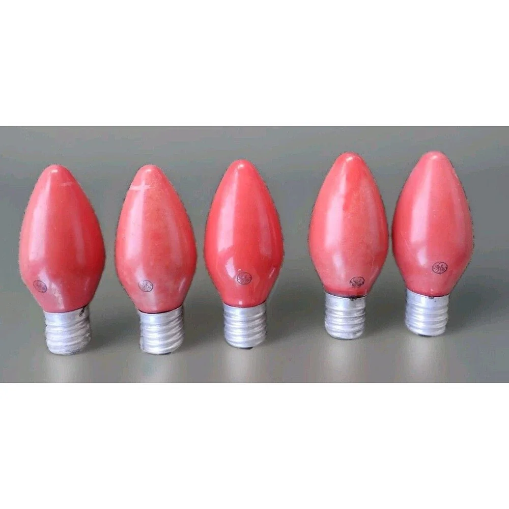 VTG Set Of (9) GE Red Ceramic Opaque C9 Christmas Replacement Light Bulbs 3