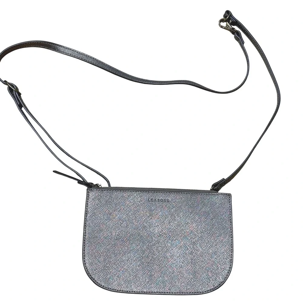 Lo & Sons Waverley 2 Large Grey Saffiano Leather Convertible Crossbody Belt Bag