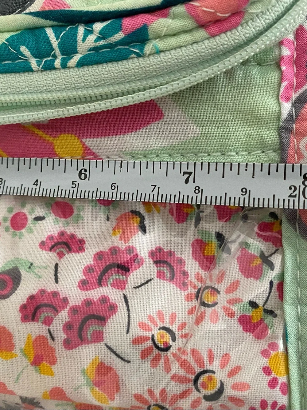 Vera Bradley Mint Floral Quilted makeup accessories with Pink & Teal Accents