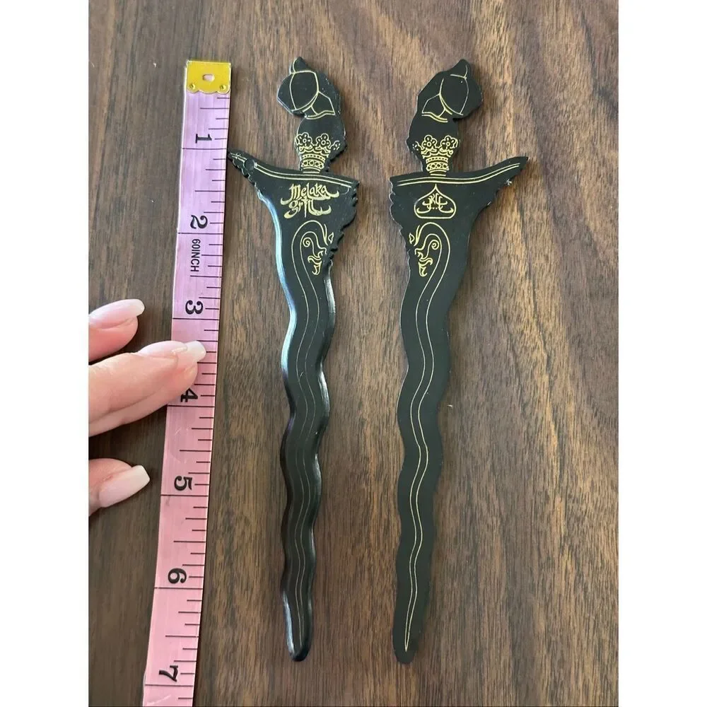 Vintage Asian Comb Melaka Grill Swizzle Stick Cocktail Drink Stir Collectibles