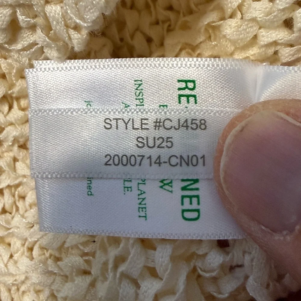 J. Crew Long Conco Pullover Natural Loose Knit Cotton Blend Sweater NWT XS