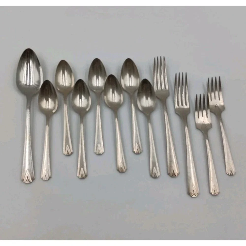 12pc DSC3‎ Stainless Steel Community Plate Diamond Silver  Flatware Forks Spoons