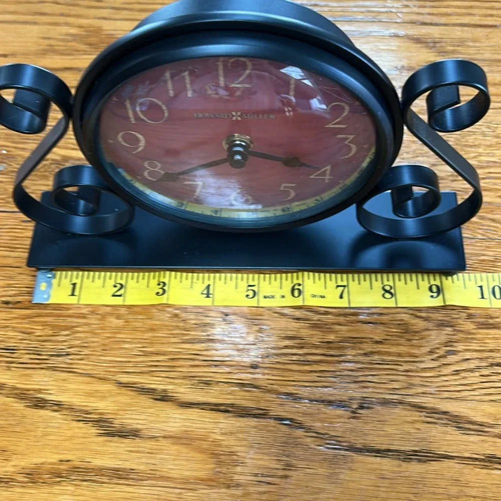 Howard Miller Red Dial Black Metal Table Clock