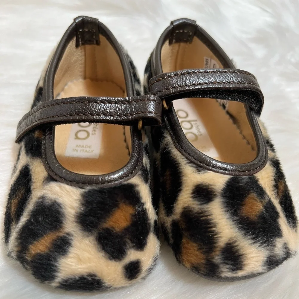 Aba Brown Tan Animal Print Faux Fir Soft Sole Shoes