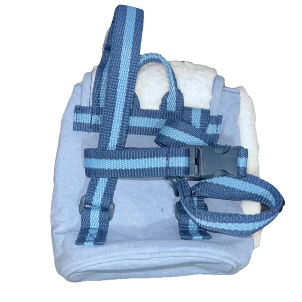Dog Fleece Backpack White/Blue SM NWOT