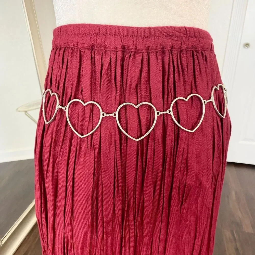 Early 2000's Y2K Silver Heart Chainlink Waist Belts OS 39 - 49 