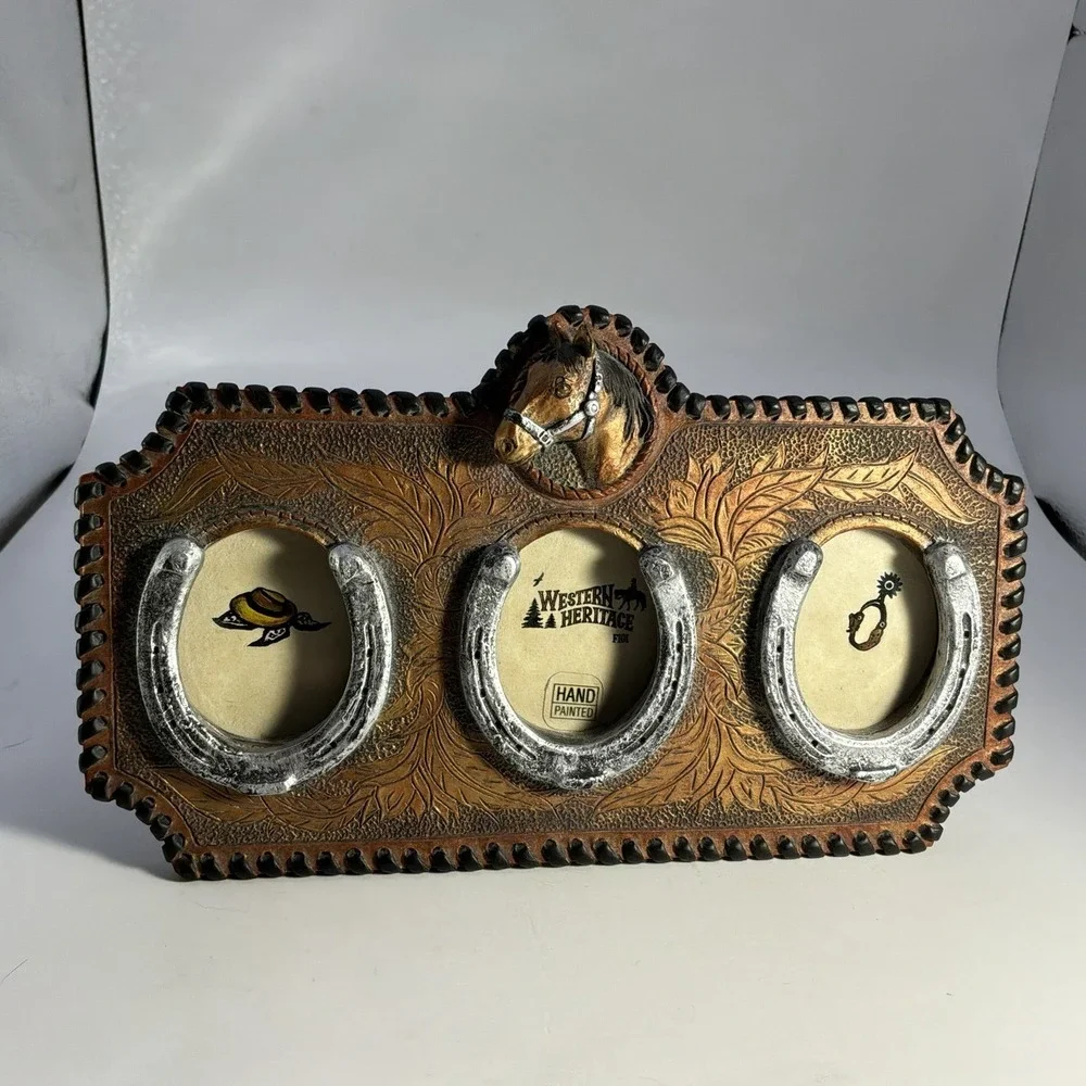 Western Heritage By FIGI Graphics Hand Painted 3D Triple Photo Frame