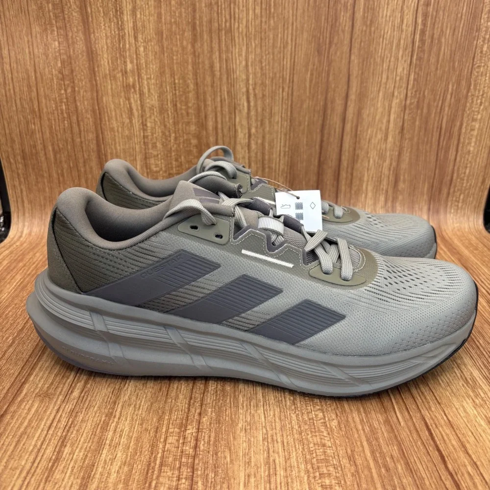 Adidas Questar 3 M Mens Size 12 Silver Pebble Charcoal Olive Running Shoes NEW