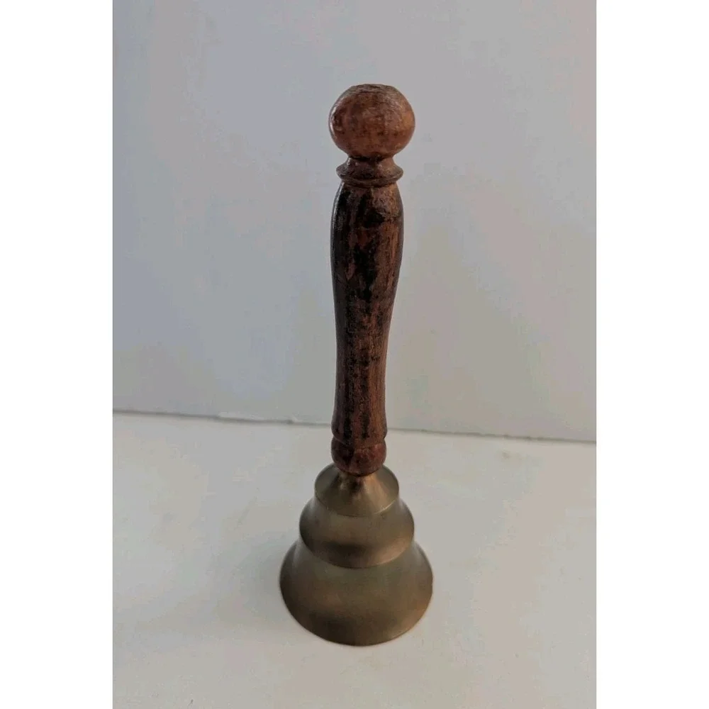 Vintage Brass Bell Wood Handle 7