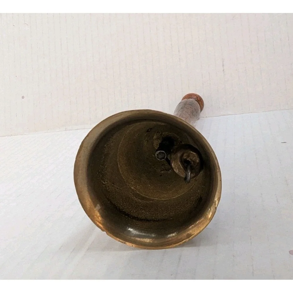 Vintage Brass Bell Wood Handle 7