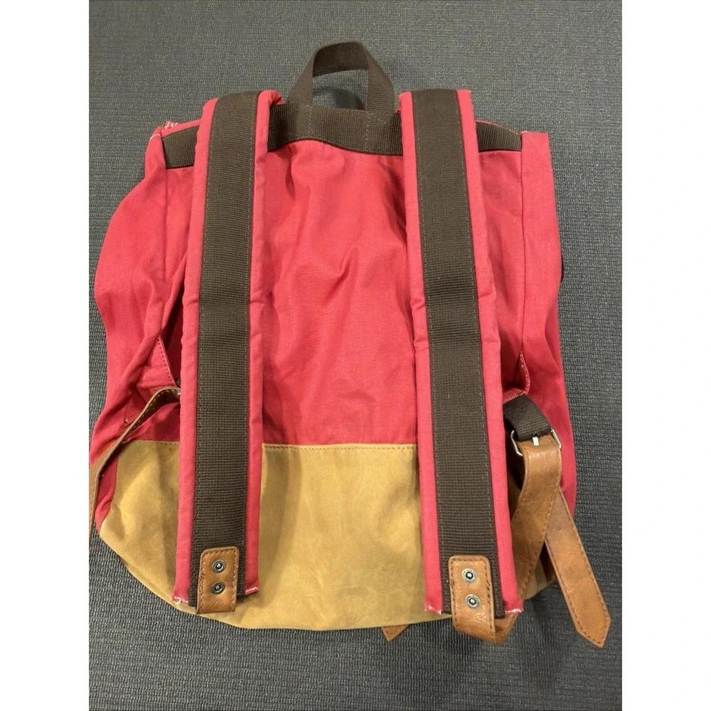 American Eagle Outfitters Canvas Backpack Draw String Faux Leather Trim