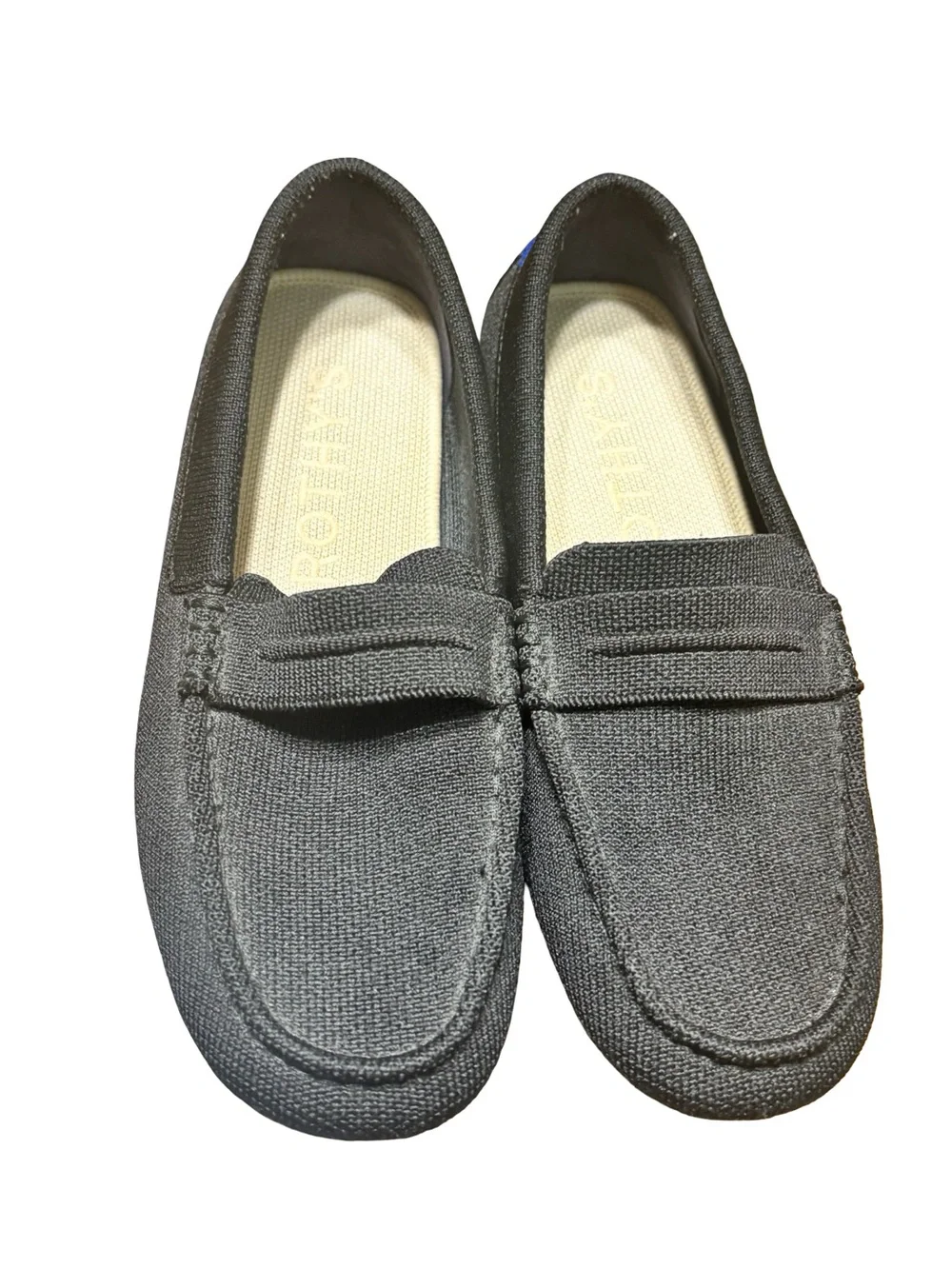 Rothys The Driving Loafer Shoes Womens 6 Black Knit Penny Moc Toe Slip On