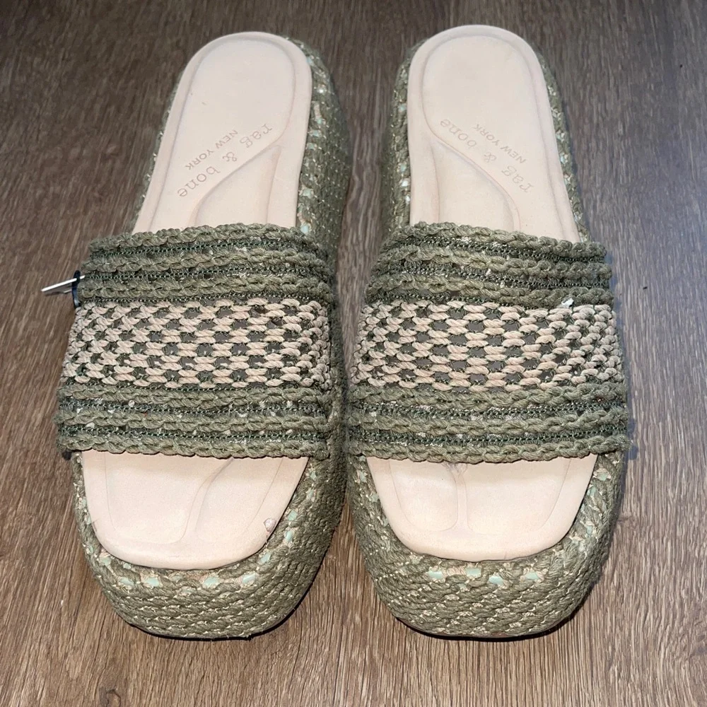 RAG & BONE LOGAN SLIDE 41 New Warm Khaki & Green Net