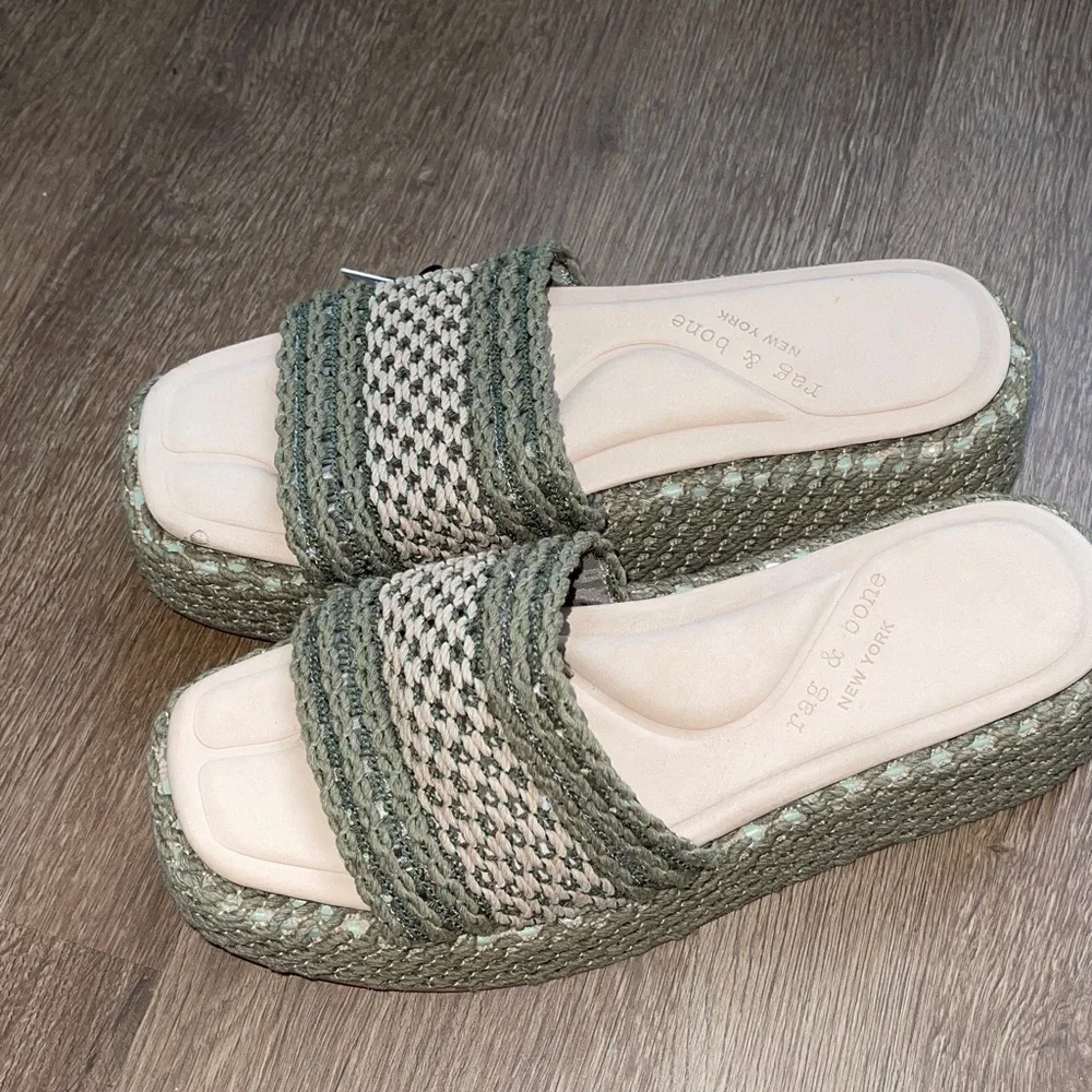 RAG & BONE LOGAN SLIDE 41 New Warm Khaki & Green Net