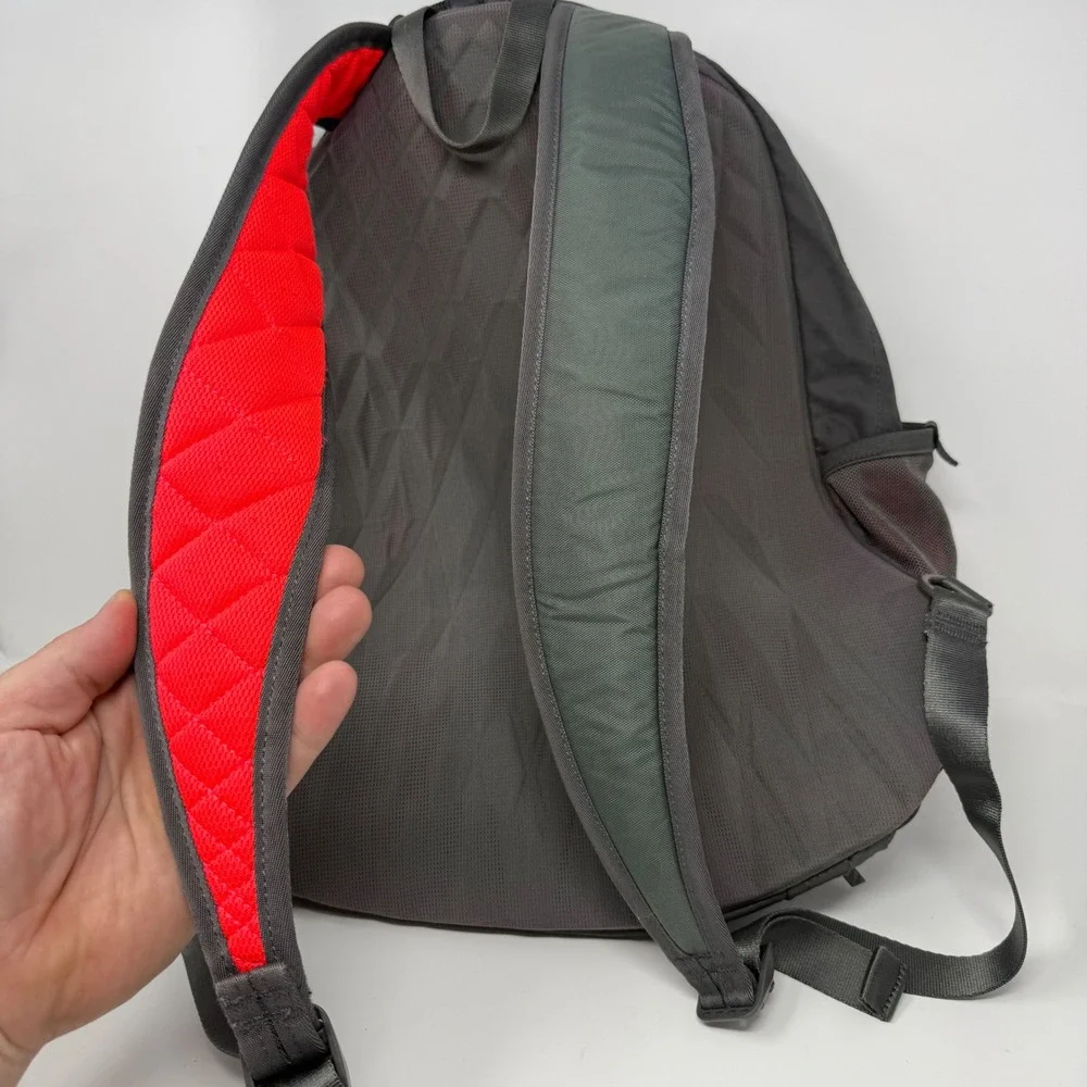 Nike Sport Backpack Grey Red Ripstop Multi-Pocket Shoe Compartment Training Bag