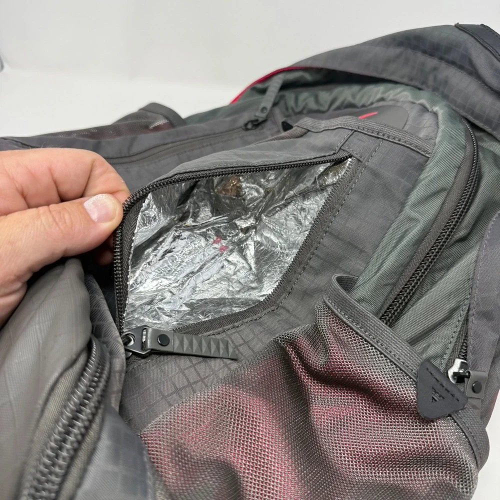 Nike Sport Backpack Grey Red Ripstop Multi-Pocket Shoe Compartment Training Bag