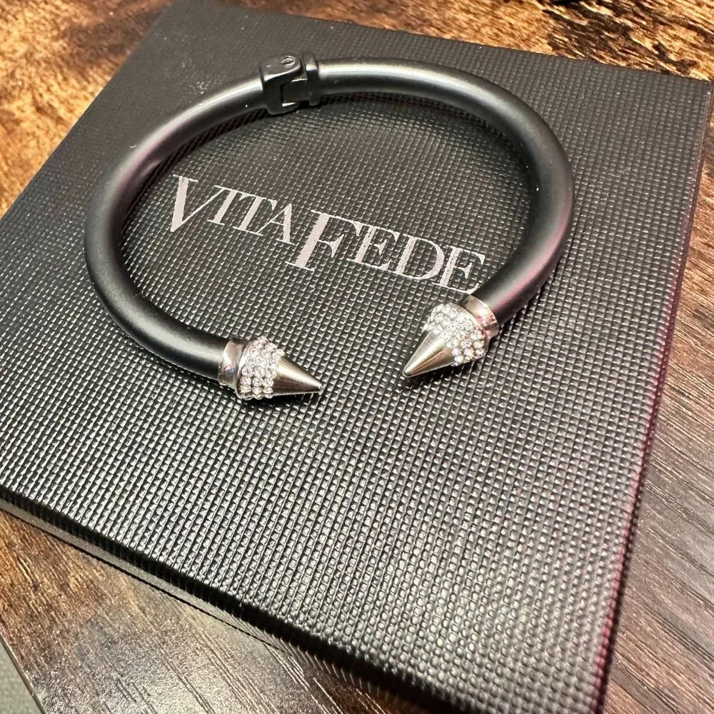 Vita Fede‎ Mini Titan Two Tone Crystal Bracelet, Matte Black/Silver, M