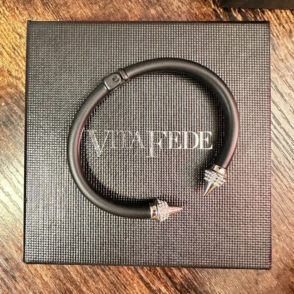 Vita Fede‎ Mini Titan Two Tone Crystal Bracelet, Matte Black/Silver, M