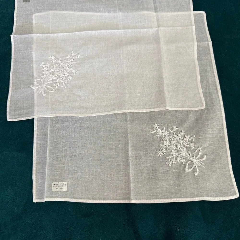 Vintage Crochet Lace Doilies Set 4 Handcrafted Floral Embroidered Handkerchiefs‎