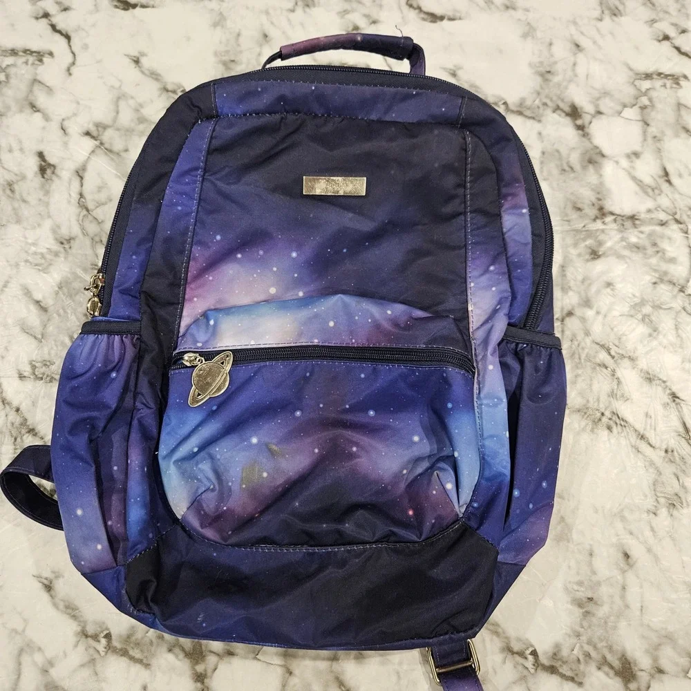 Jujubee small Diaper Bag Galaxy cosmic Print Backpack Blue Purple‎