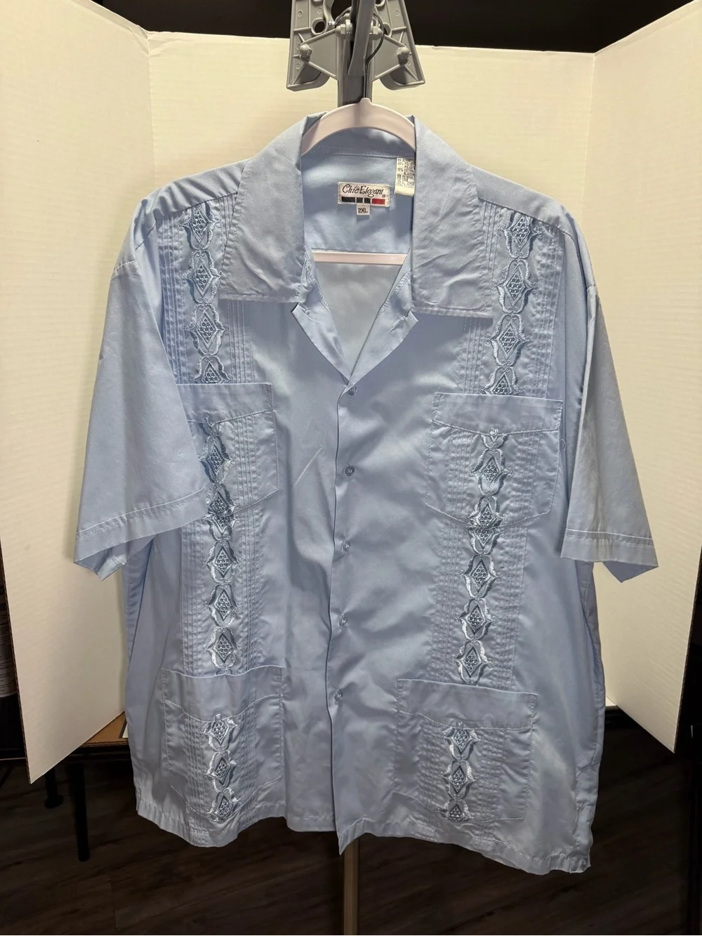 Chic Elegant Mens Button Up Embroidered Shirt