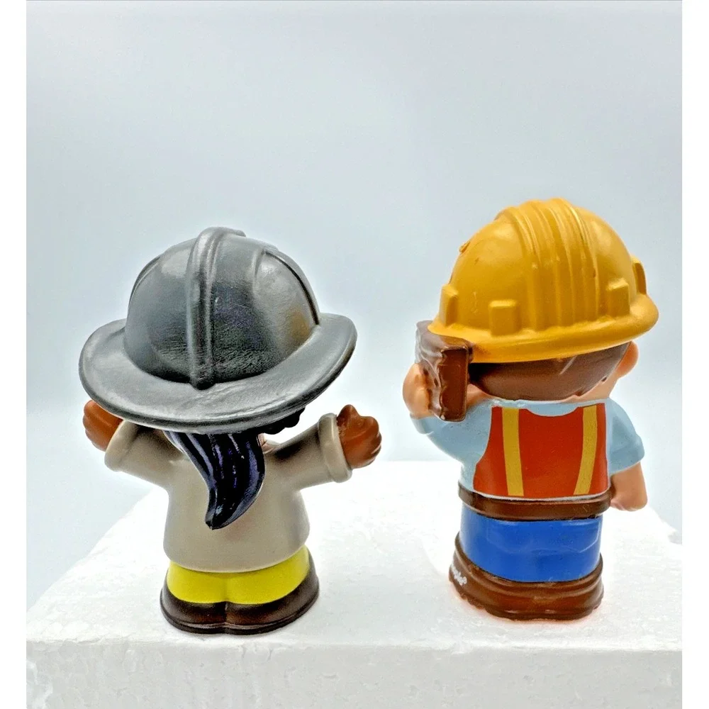 Lot Of‎ 2 Fisher Price Little People Girl Firefighter and Construction Man 2016