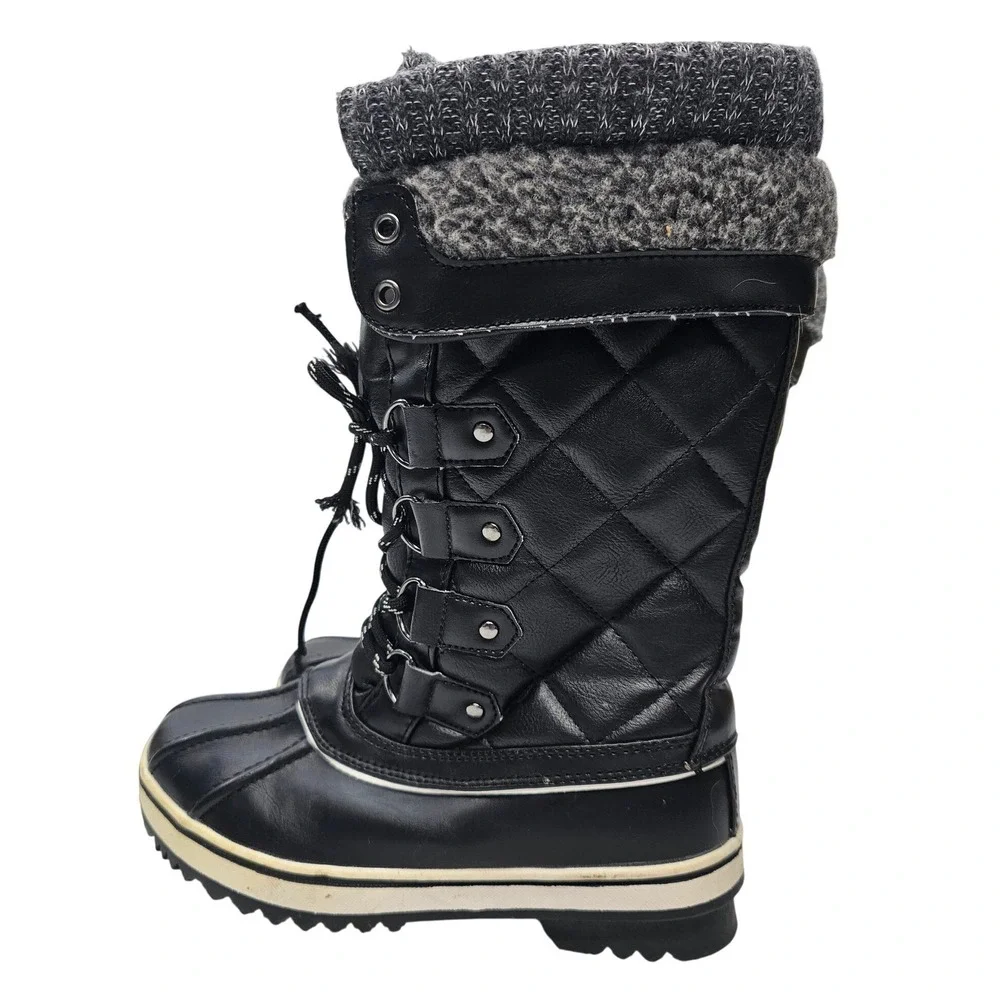 Mishansha Womens Black Quilted Winter Snow Boots Faux Fur Lined Duck‎ Size 6