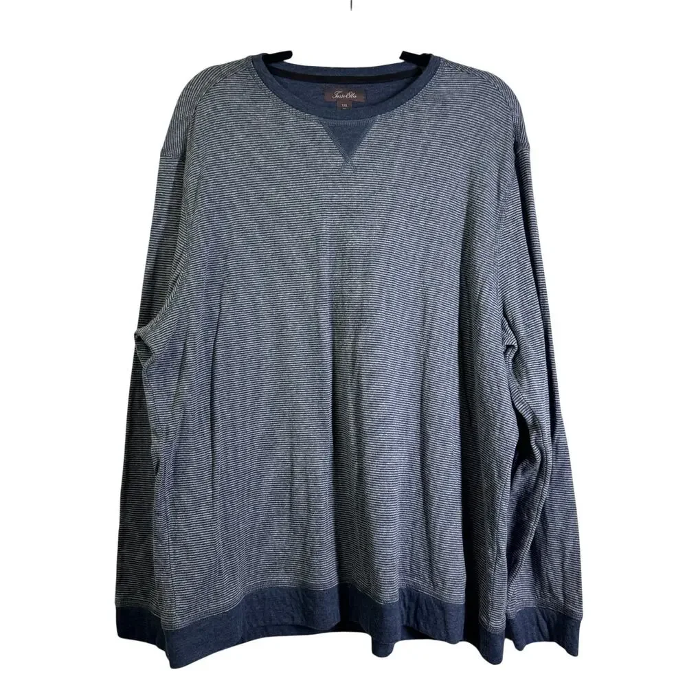 TASSO ELBA Sweatshirt‎ XXL Crew Neck Striped Extremely Soft Elbow Patches Casual