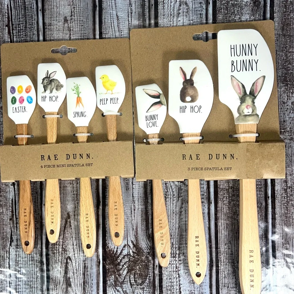 2 Sets (7) Rae Dunn Easter Spatula Sets Hunny‎ Bunny Easter Eggs NEW!