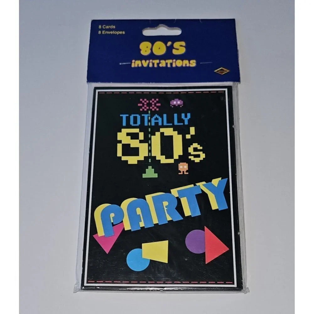 NEW 5 Packs Totally 80s Party Invitations Lot (8 Cards/Envelopes Per Pk) Reunion