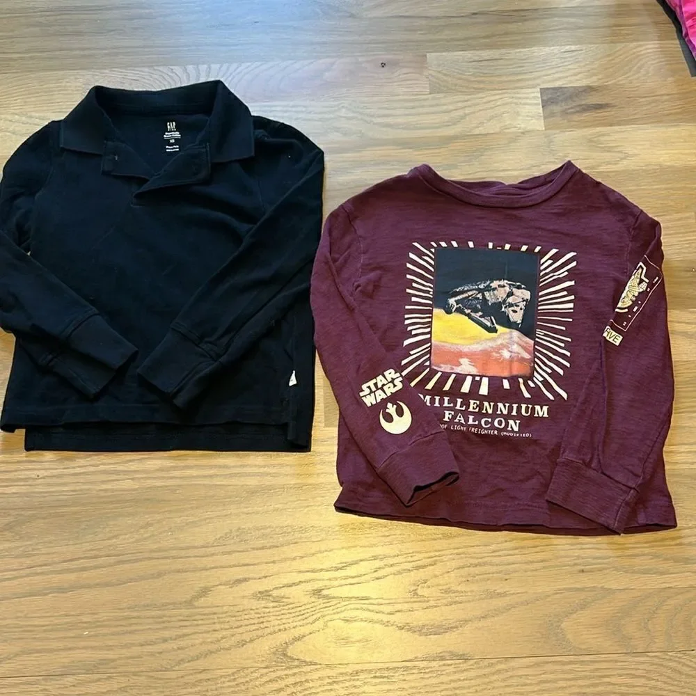 Two GAP Long Sleeve Cotton Shirts Boys XS