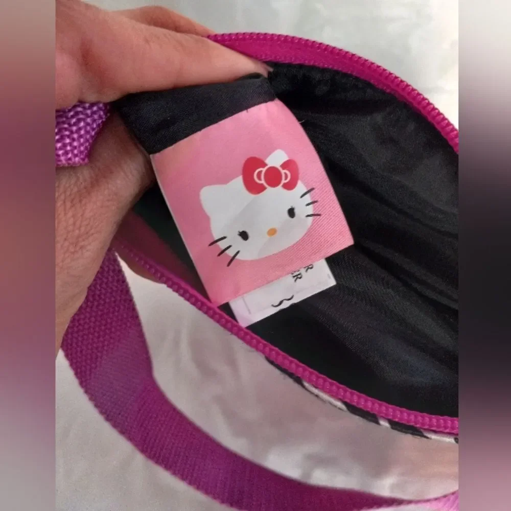 Hello Kitty Zebra Stripe Hot Pink Youth Purse Hand Bag Adjustable Strap …