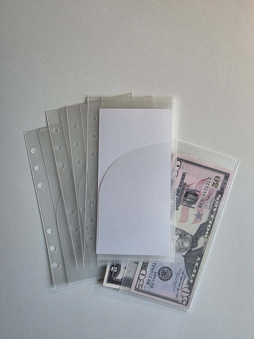 A6 Clear Plastic 6-Hole Currency Sleeves - Transparent Set Of 5