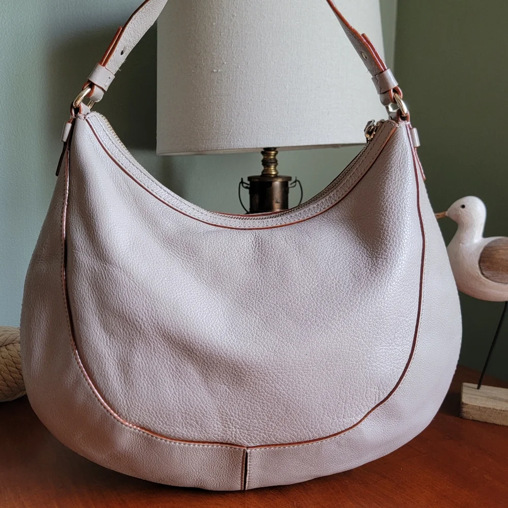 Kate Spade WKRU1137 Lori Berkshire Road Taupe Leather Hobo Bag