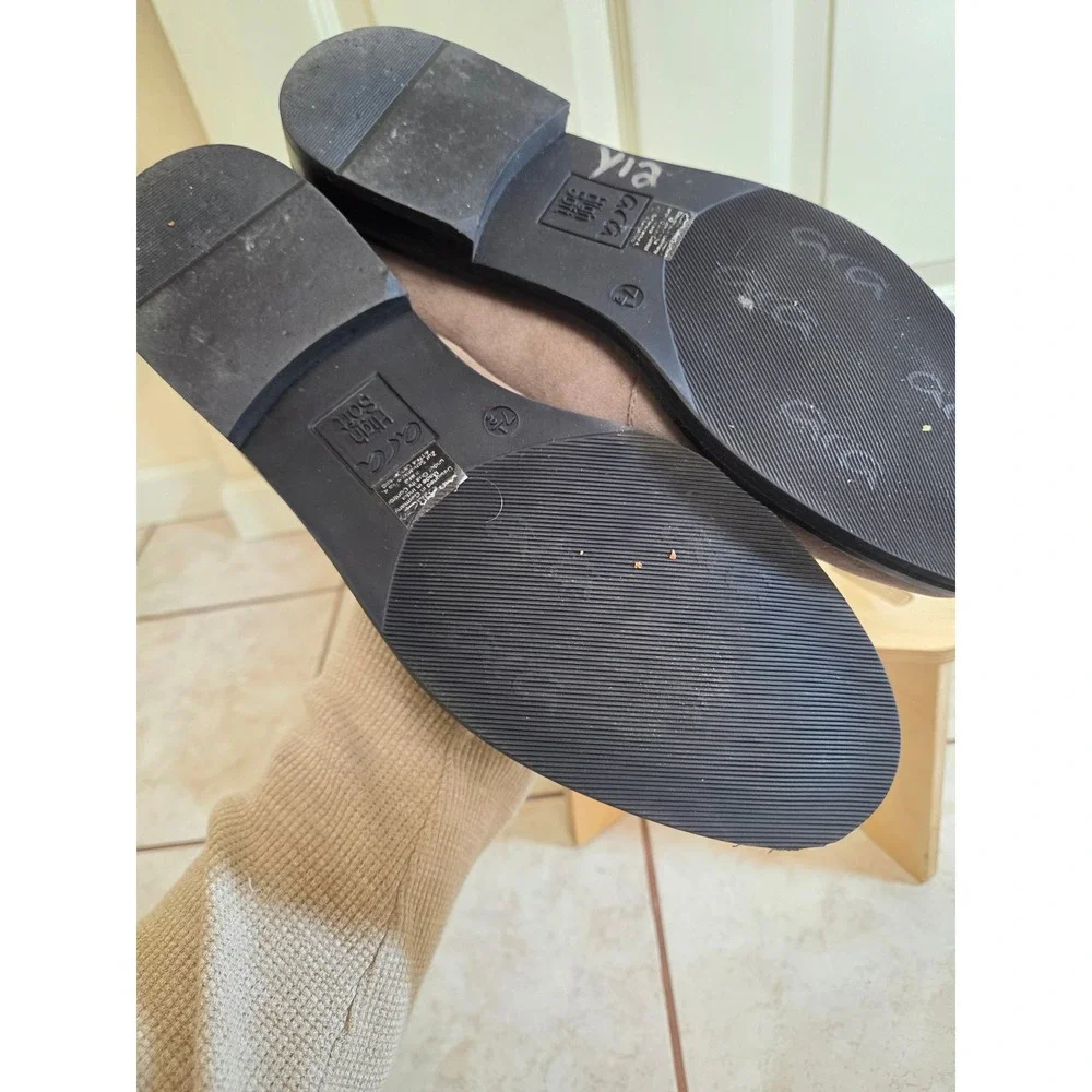 Ara High Soft Grey Suede Chain Link Loafers Womens Size 7.5 UK 5