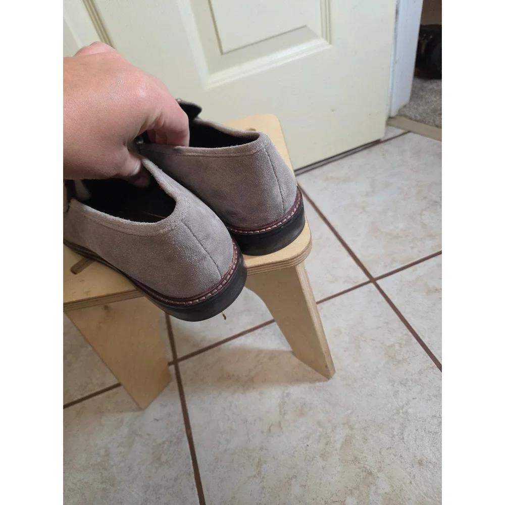 Ara High Soft Grey Suede Chain Link Loafers Womens Size 7.5 UK 5