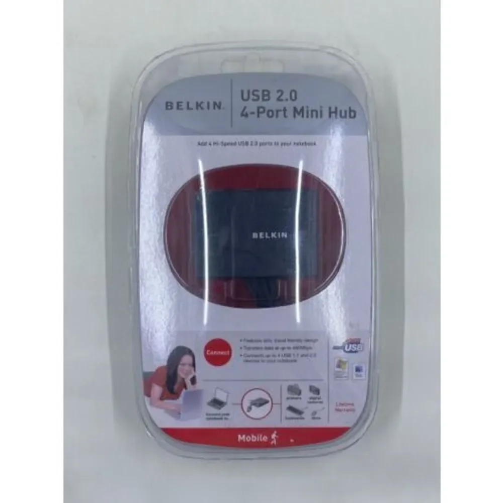 BELKIN USB 2.0 / 4-PORT Mini Hub P47182 Multi Use Mobile Travel Mini Hub NEW
