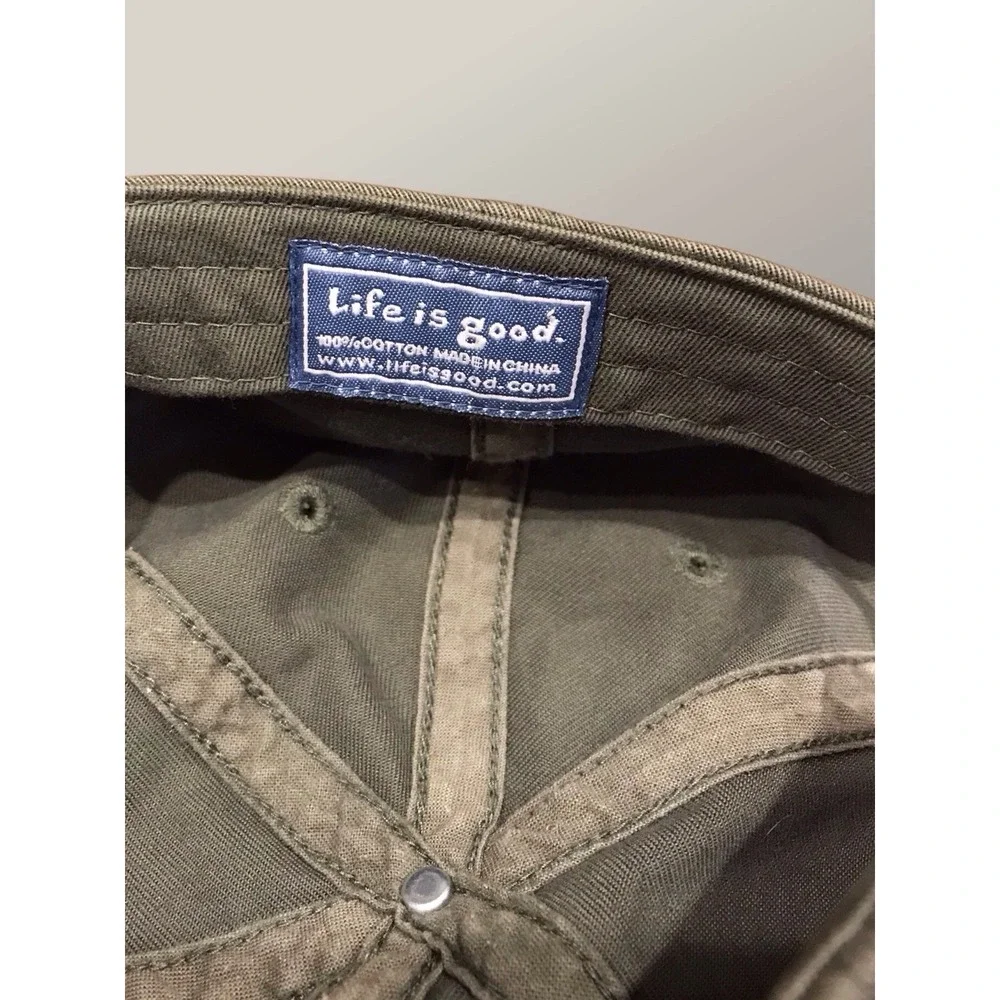 Life is Good Strapback Dad Hat‎ Cap Jake Hiking Walking Olive Green OS